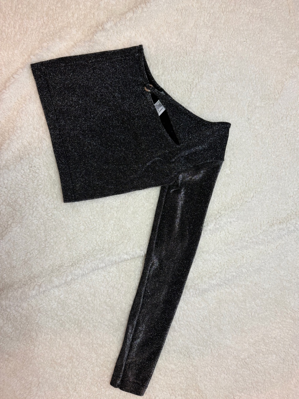 Zara Black One-Shoulder Sparkle Crop Top